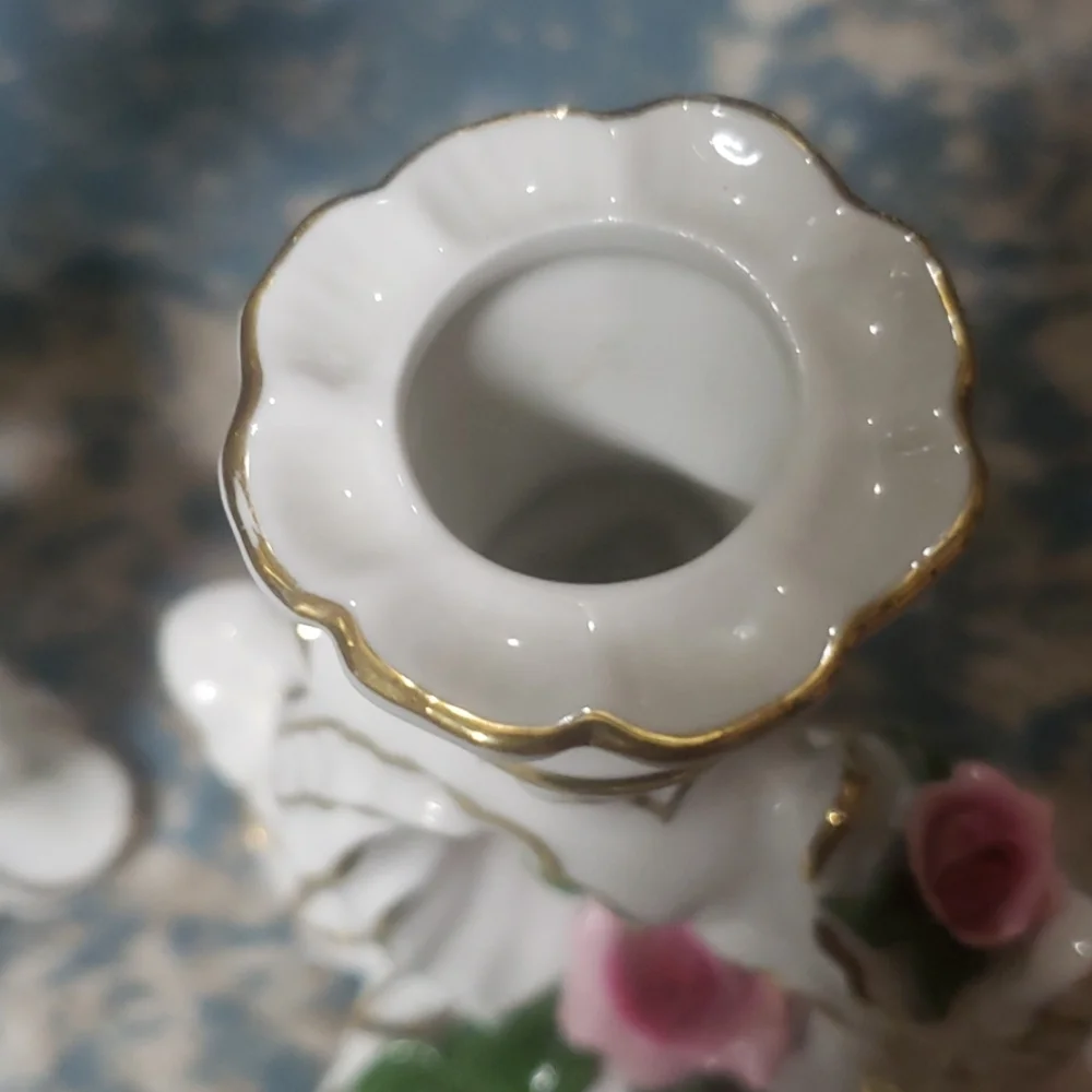 Vtg ANTIQUE Dresden  Porcelain Candlestick Holders